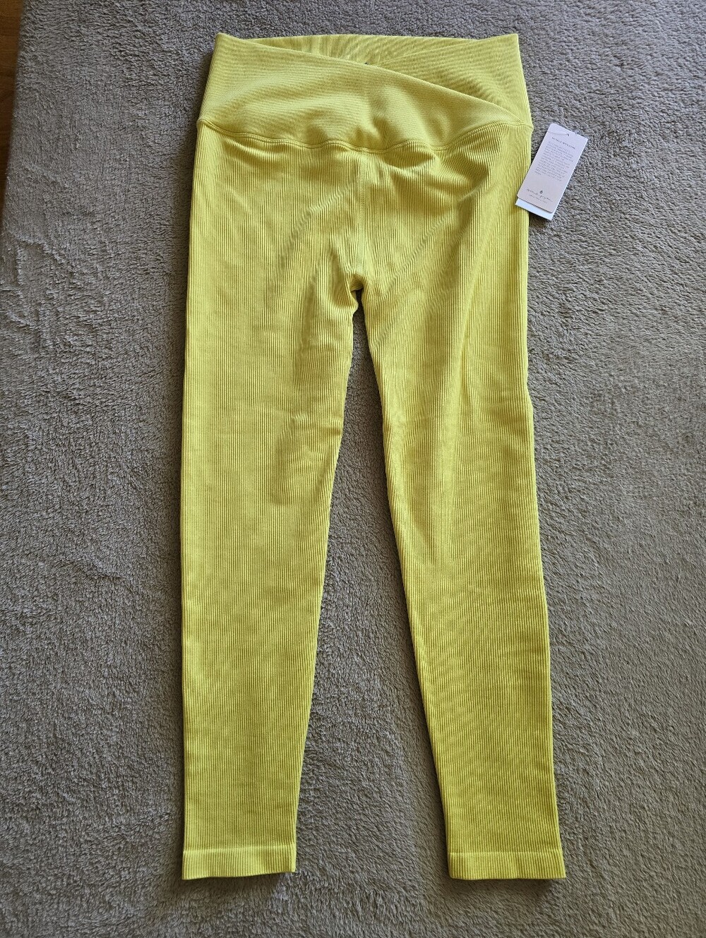 Spiritual Gangster Wrap Front Seamless Ribbed Leggings Bright Yellow Size M/L - Picture 2 of 10